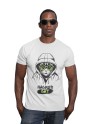 White Recycled Cotton Regular Fit Men's T-Shirt | Mens White Printed Tshirt | Mens Round Neck Cat Printed Tshirt