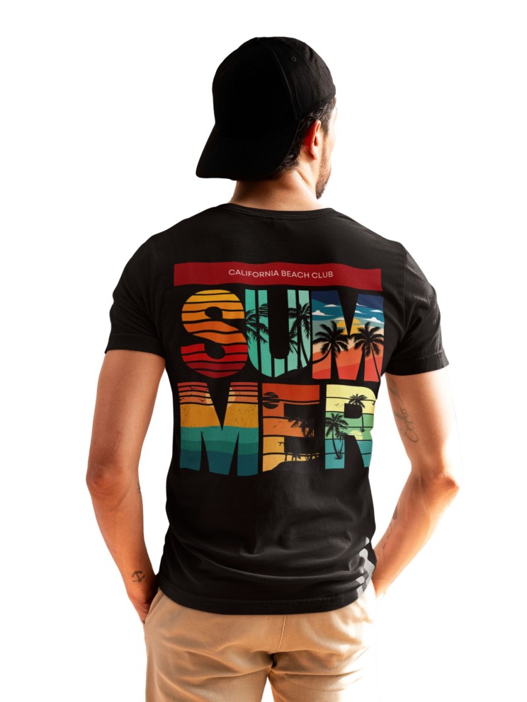 Recycled Cotton Regular Fit Men's T-Shirt | Mens Printed Tshirt | Mens Round Neck Summer Holiday Tshirt