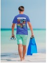 Recycled Cotton Regular Fit Men's T-Shirt | Mens Printed Tshirt | Mens Round Neck Summer Holiday Tshirt (IN, Alpha, S, Regular, Blue)