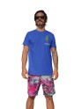 Recycled Cotton Regular Fit Men's T-Shirt | Mens Printed Tshirt | Mens Round Neck Summer Holiday Tshirt (IN, Alpha, S, Regular, Blue)