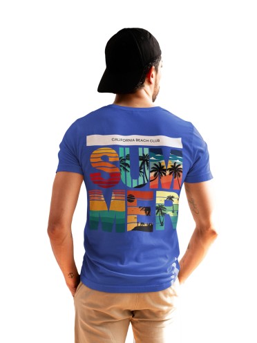 Recycled Cotton Regular Fit Men's T-Shirt | Mens Printed Tshirt | Mens Round Neck Summer Holiday Tshirt (IN, Alpha, S, Regular, Blue)
