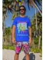 Cotton Men's t-Shirt Printed Beach Wear Tshirt | Round Neck Summer Holidays Tshirt (IN, Alpha, S, Regular, Blue)