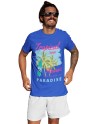 Cotton Men's t-Shirt Printed Beach Wear Tshirt | Round Neck Summer Holidays Tshirt (IN, Alpha, S, Regular, Blue)
