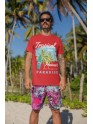 Cotton Men's t-Shirt Printed Beach Wear Tshirt | Round Neck Summer Holidays Tshirt (IN, Alpha, S, Regular, Red)