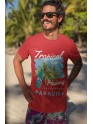 Cotton Men's t-Shirt Printed Beach Wear Tshirt | Round Neck Summer Holidays Tshirt (IN, Alpha, S, Regular, Red)