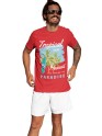 Cotton Men's t-Shirt Printed Beach Wear Tshirt | Round Neck Summer Holidays Tshirt (IN, Alpha, S, Regular, Red)