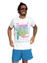 Cotton Men's t-Shirt Printed Beach Wear Tshirt | Round Neck Summer Holidays Tshirt (IN, Alpha, S, Regular, White)