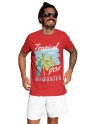 Men's 100% Cotton Goa Printed t-shirt | Round Neck Summer Holidays t-shirt | Half Sleeve Graphic Tshirt (IN, Alpha, S, Regular, Red)